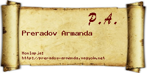 Preradov Armanda névjegykártya